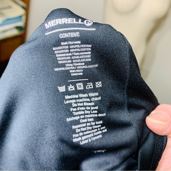 MERRELL active floral midi dress gray black sheer cap sleeves sz M quick dry - Picture 11 of 13